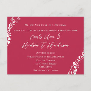 Magenta Two Become One Christian Wedding Invitation Postcard
