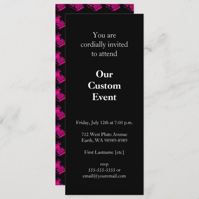 Magenta Type Writing Machine Invitation (Front/Back)