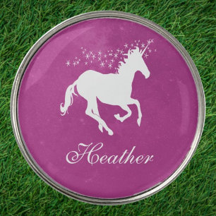 Magenta Unicorn Personalize Golf Ball Marker