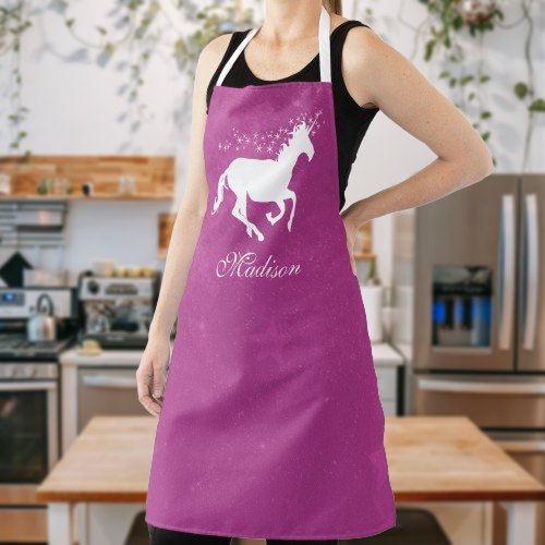 Magenta Unicorn Personalized Apron