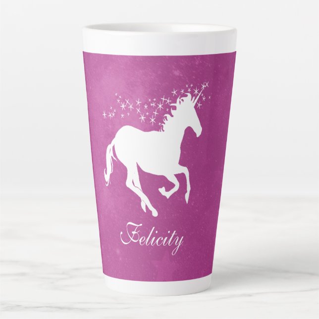 Magenta Unicorn Personalized Latte Mug (Front)