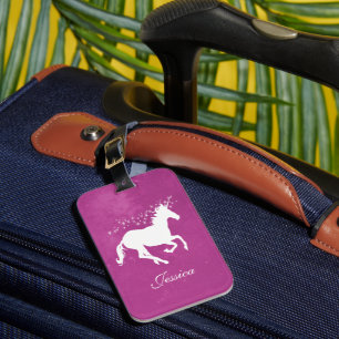 Magenta Unicorn Personalized Luggage Tag