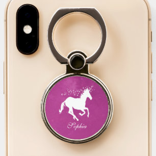 Magenta Unicorn Personalized Phone Ring Stand