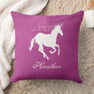 Magenta Unicorn Personalized Throw Pillow