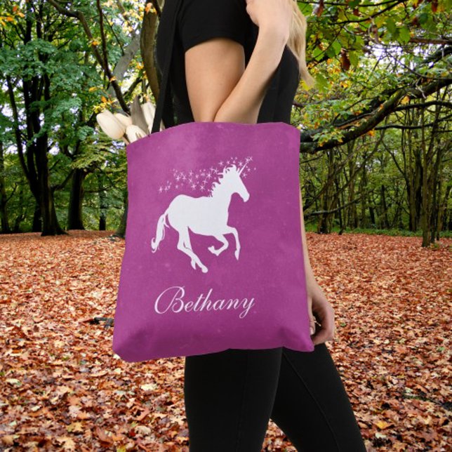 Magenta Unicorn Personalized Tote Bag (Magenta Unicorn Personalized Tote Bag)