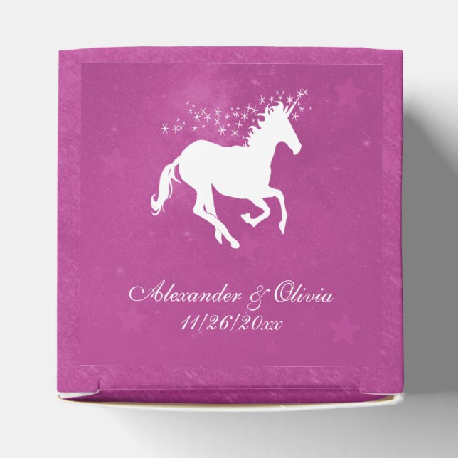 Magenta Unicorn Wedding Favor Box (Top)