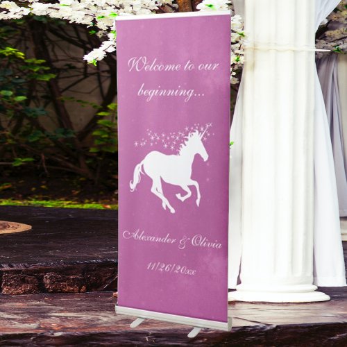 Magenta Unicorn Wedding Welcome Banner