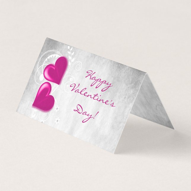 Magenta Valentine Hearts Folded Card (Front)