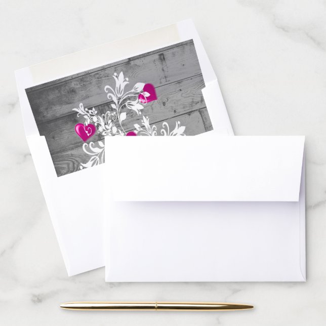 Magenta Valentine Hearts Tree Envelope Liner (Desk)