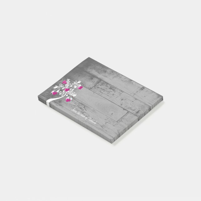 Magenta Valentine Hearts Tree Personalized Notes (Angled)