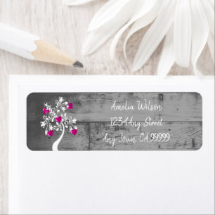 Magenta Valentine Hearts Tree Return Address Label