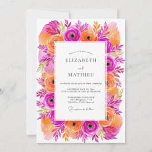 Magenta Vibrant Bloom Wedding Invitation