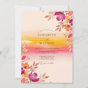 Magenta Vibrant Sunset Wedding Invitation