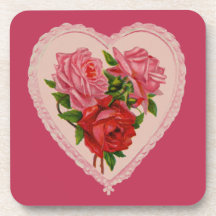 Magenta Vintage Rose Heart Valentine