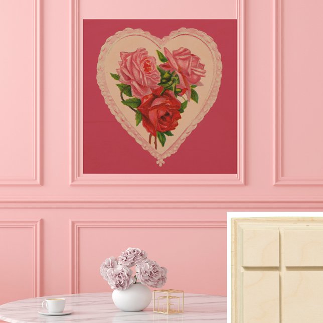 Magenta Vintage Rose Heart Valentine Wood Wall Art (Magenta Vintage Rose Heart Valentine Wood Wall Art)