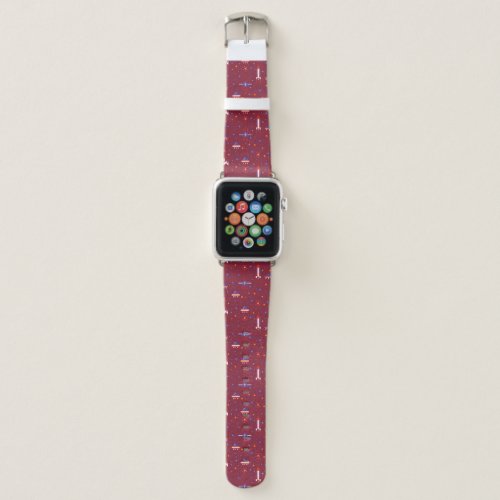 Magenta vintage space war galaxy stars pattern apple watch band