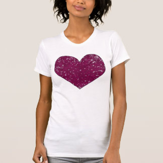 Magenta Violet Lace Look Heart Tee Shirts