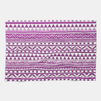 Magenta Watercolor Abstract Aztec Tribal Pattern Kitchen Towel