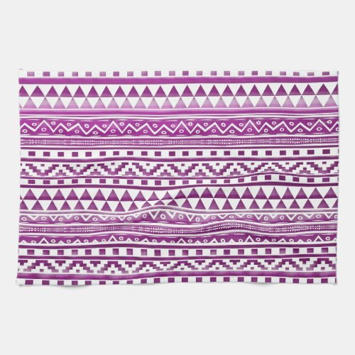 Magenta Watercolor Abstract Aztec Tribal Pattern Kitchen Towel