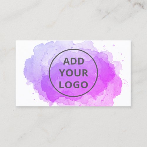 Magenta watercolor brushstroke upload your logo business card