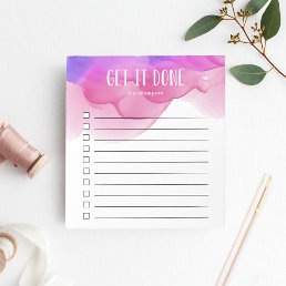 Magenta Watercolor Personalized To-Do List Notepad