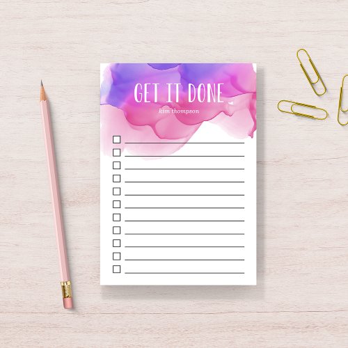 Magenta Watercolor Personalized To_Do List Post_it Notes