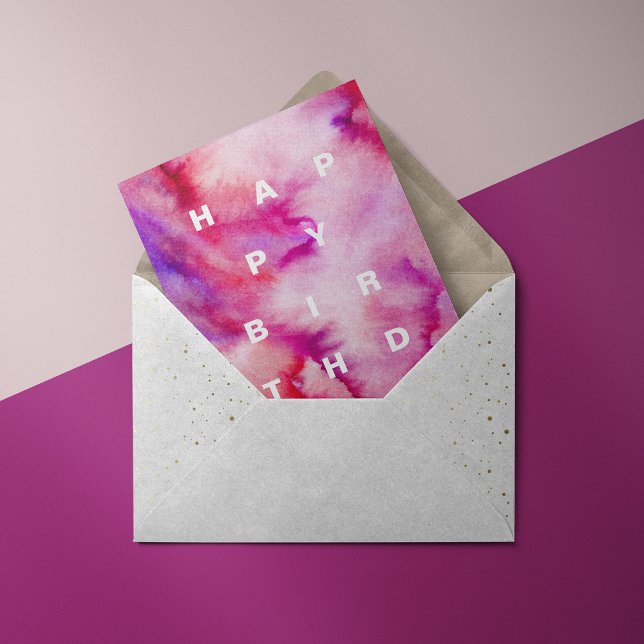 Magenta watercolor tie-dye Birthday Card (Creator Uploaded)