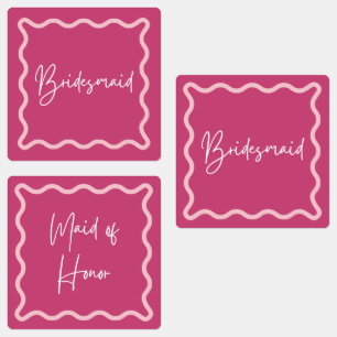 Magenta Wavy Bridesmaid & Maid of Honor Labels