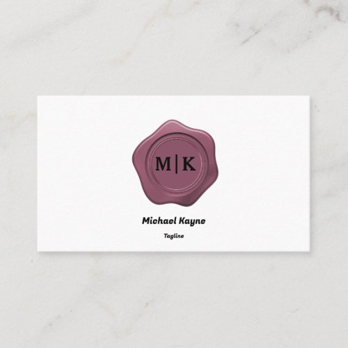 Magenta Wax Seal on Black  White Business Card