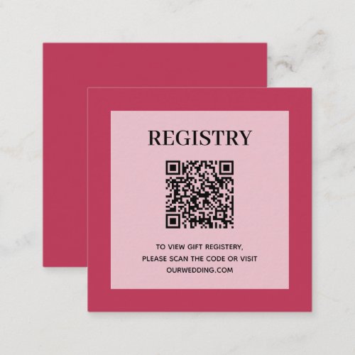 Magenta Wedding Registry QR Code Enclosure Card