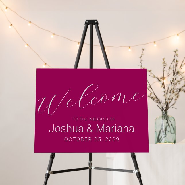 Magenta Wedding Welcome Sign (In Situ (Stand))