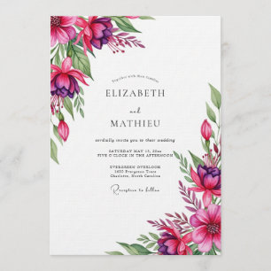 Magenta Whimsical Bloom Wedding Invitation