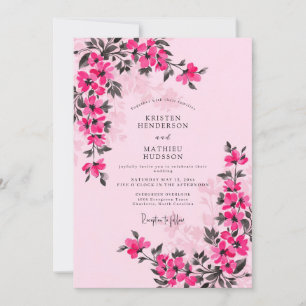 Magenta Whimsical Spring Wedding Invitation