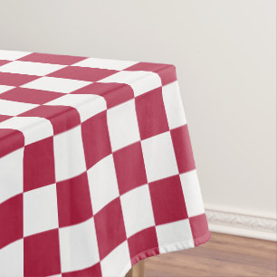Magenta White Checkered Pattern Party Home Decor Tablecloth