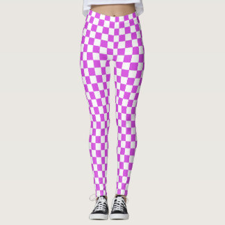 Magenta & White Checkered Spandex Leggings