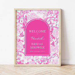Magenta White Chinoiserie Bridal Shower Welcome Poster