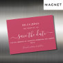 Magenta white wedding save the date magnet