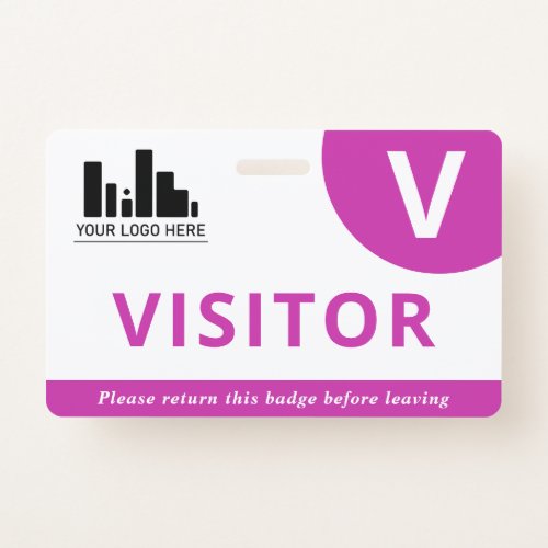 Magenta  White Your Logo Visitor Badge