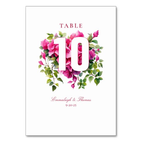 Magenta Wild Rose Wedding  Table Number