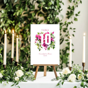 Magenta Wild Rose Wedding Table Number
