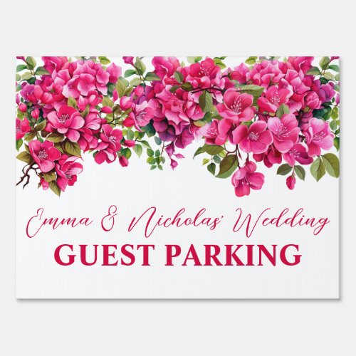Magenta Wild Roses Guest Parking Sign