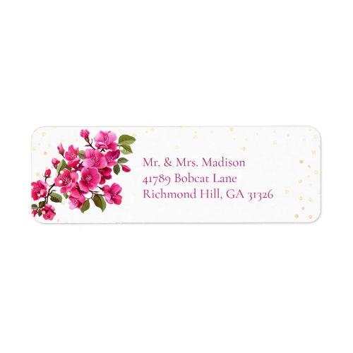 Magenta Wild Roses Return Address Label