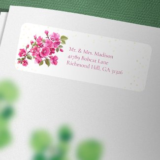 Magenta Wild Roses Return Address