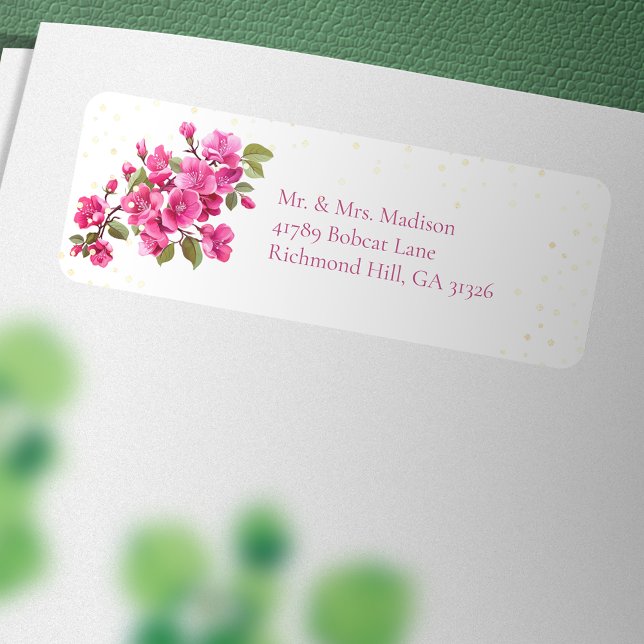 Magenta Wild Roses Return Address Label (Creator Uploaded)