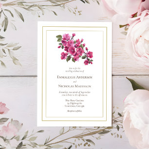 Magenta Wild Roses Wedding Florals Invitation