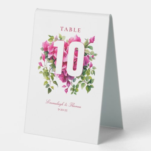 Magenta Wild Roses Wedding  Table Tent Sign
