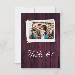 Magenta Wooden Photo Reception Table Card