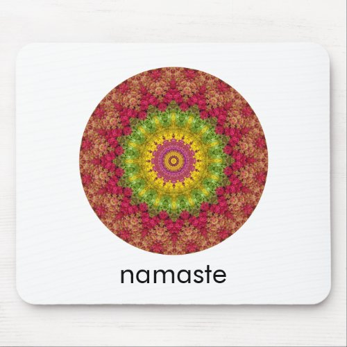 Magenta Yellow and Green Mandala Art Namaste Mouse Pad