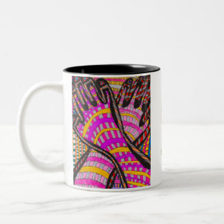 Magenta & Yellow Hands Coffee Mug