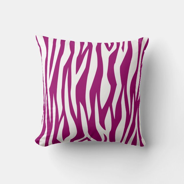 Magenta Zebra Print Throw Pillow (Front)